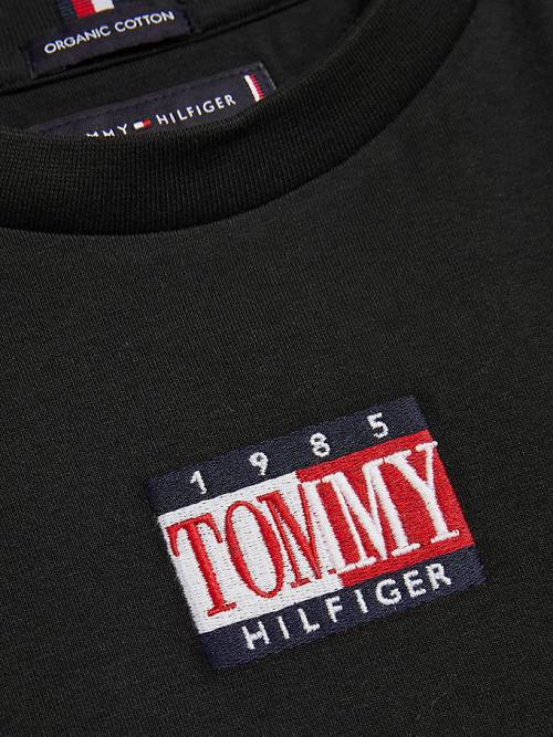 Tommy Hilfiger Long Sleeve Organic Pamuklu Logo Tişört Erkek Çocuk Siyah | TH935YPC