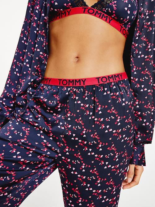 Tommy Hilfiger Long Sleeve Set Pijama Kadın Mavi | TH032WRE