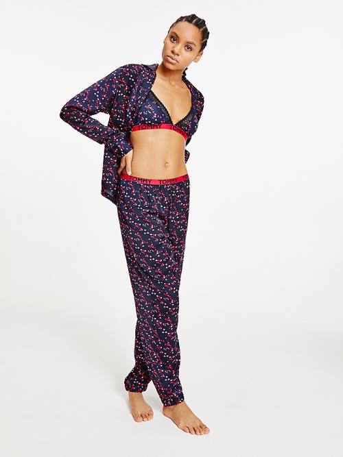 Tommy Hilfiger Long Sleeve Set Pijama Kadın Mavi | TH032WRE