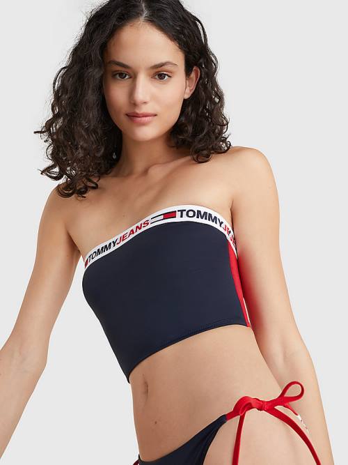 Tommy Hilfiger Longline Bandeau Bikini Top Mayo Kadın Mavi | TH429DIX