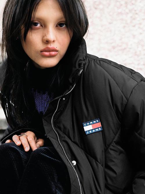 Tommy Hilfiger Longline Down Puffer Coat Ceket Kadın Siyah | TH925GMP