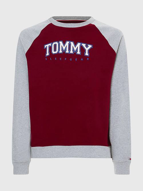 Tommy Hilfiger Lounge Colour-Blocked Organic Pamuklu Sweatshirt Pijama Erkek Mor | TH397EHI