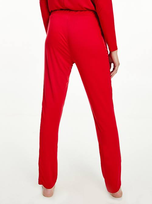 Tommy Hilfiger Lounge Contrast Stripe Stretch Trousers Pijama Kadın Kırmızı | TH365LBN