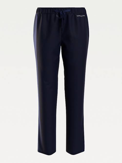 Tommy Hilfiger Lounge Contrast Stripe Stretch Trousers Pijama Kadın Mavi | TH549THM