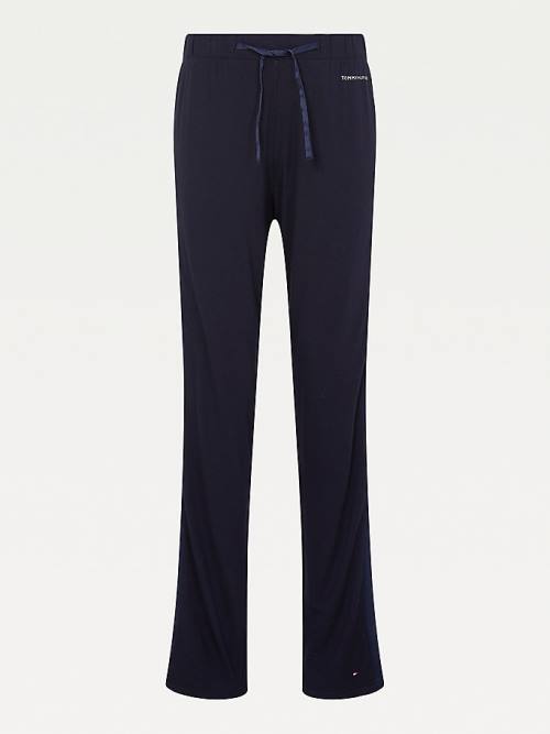 Tommy Hilfiger Lounge Contrast Stripe Stretch Trousers Pijama Kadın Mavi | TH549THM