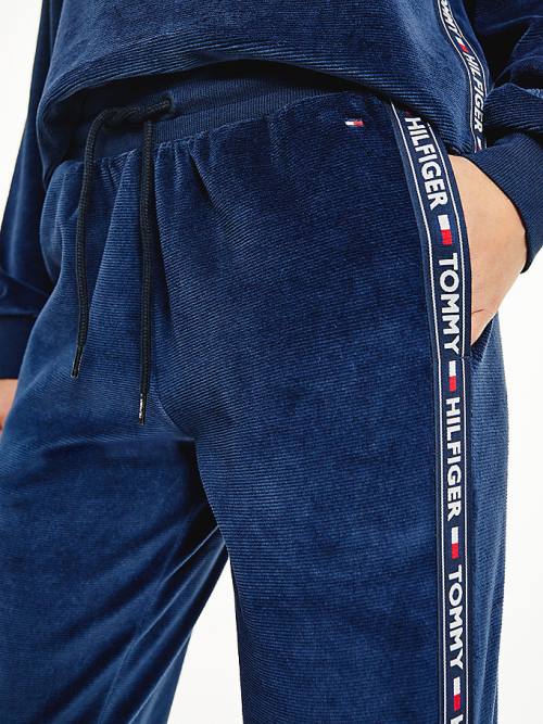 Tommy Hilfiger Lounge Drawstring Velour Joggers Pantolon Kadın Mavi | TH174ZNF