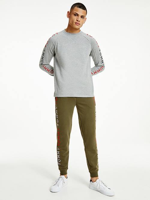 Tommy Hilfiger Lounge Embroidery Parça Sweatshirt Pijama Erkek Gri | TH257NLI