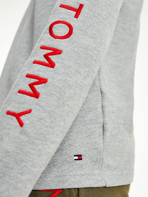 Tommy Hilfiger Lounge Embroidery Parça Sweatshirt Pijama Erkek Gri | TH257NLI