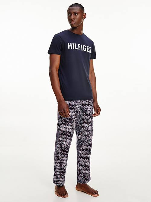 Tommy Hilfiger Lounge Logo Organic Pamuklu Pijama Erkek Mavi | TH084POA