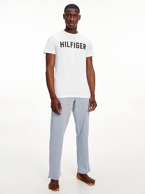 Tommy Hilfiger Lounge Logo Organic Pamuklu Pijama Erkek Beyaz | TH085UXR