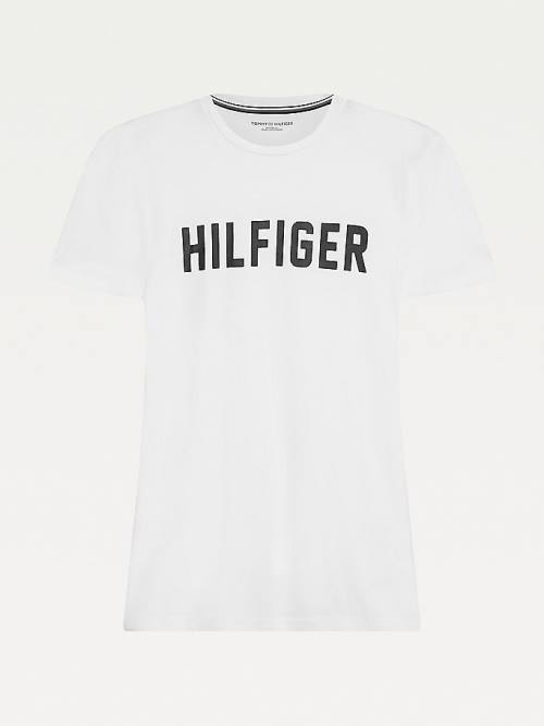 Tommy Hilfiger Lounge Logo Organic Pamuklu Pijama Erkek Beyaz | TH085UXR