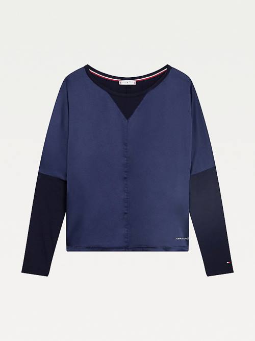 Tommy Hilfiger Lounge Long Sleeve Top Pijama Kadın Mavi | TH427UNR