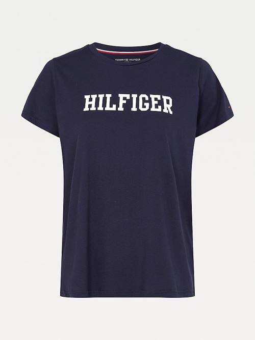 Tommy Hilfiger Lounge Organic Pamuklu Tişört Kadın Mavi | TH103MET