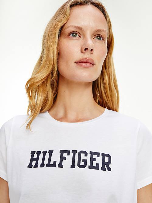 Tommy Hilfiger Lounge Organic Pamuklu Tişört Kadın Beyaz | TH594KAI