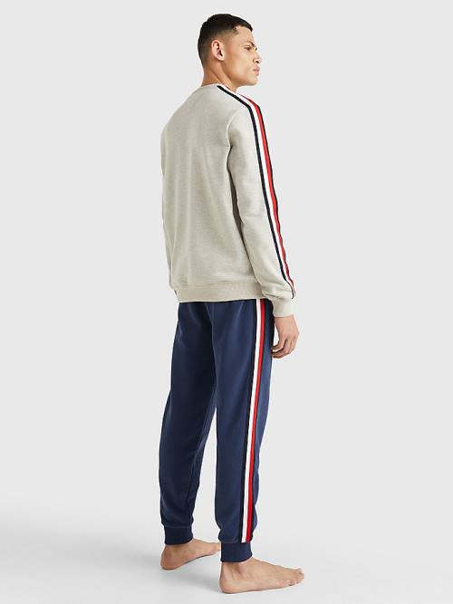 Tommy Hilfiger Lounge Signature Tape Sweatshirt Pijama Erkek Bej Rengi | TH104OZH