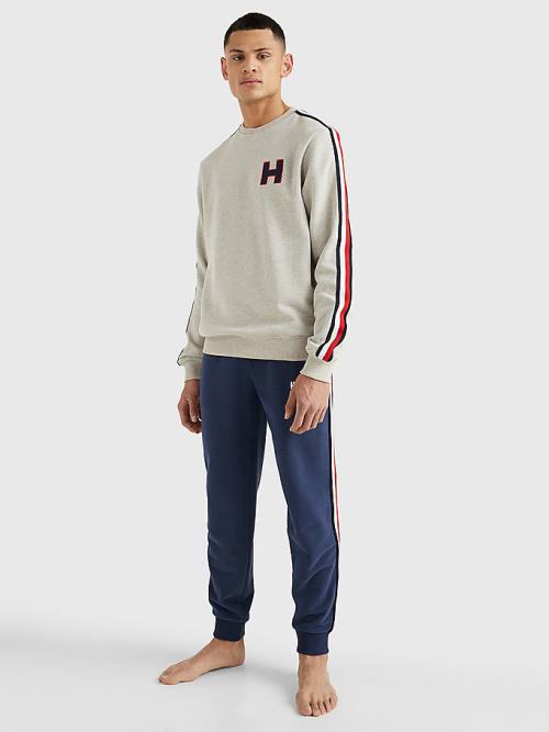 Tommy Hilfiger Lounge Signature Tape Sweatshirt Pijama Erkek Bej Rengi | TH104OZH