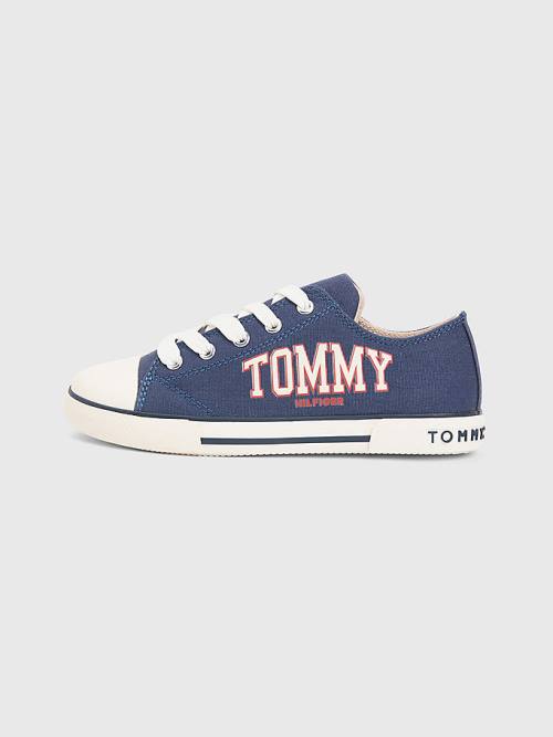 Tommy Hilfiger Low-Top Dantel-Up Varsity Spor Ayakkabı Erkek Çocuk Mavi | TH396XCE