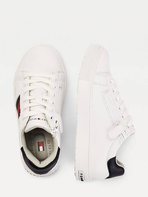 Tommy Hilfiger Low-Top Flag Spor Ayakkabı Erkek Çocuk Beyaz | TH247GHS