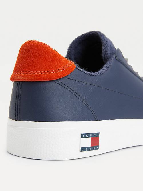 Tommy Hilfiger Low-Top Vulcanised Spor Ayakkabı Erkek Mavi | TH932JWV