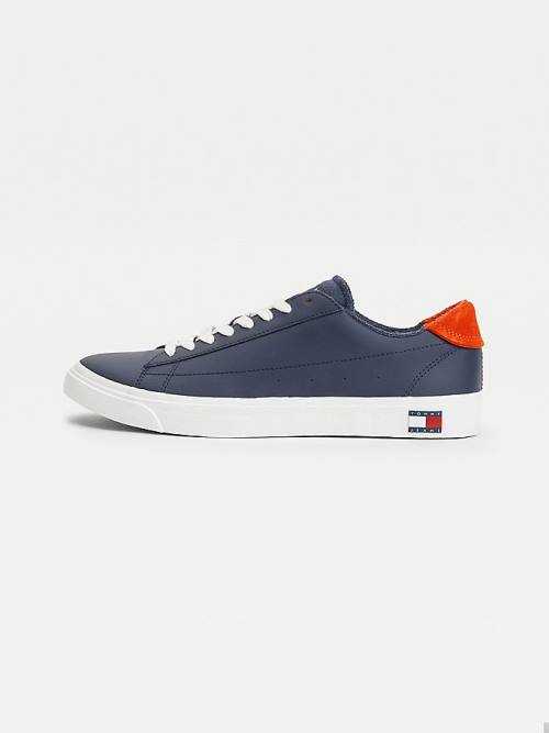 Tommy Hilfiger Low-Top Vulcanised Spor Ayakkabı Erkek Mavi | TH932JWV