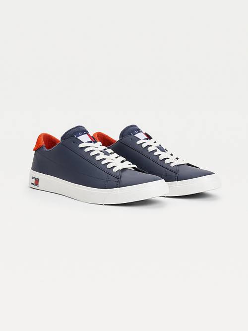 Tommy Hilfiger Low-Top Vulcanised Spor Ayakkabı Erkek Mavi | TH932JWV