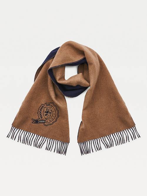 Tommy Hilfiger Lux Cashmere Wool Crest Fular Kadın Bej Rengi | TH295AZF