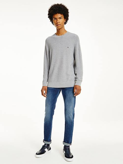 Tommy Hilfiger Luxury Wool Textured Jumper Kazak Erkek Gri | TH781AJR