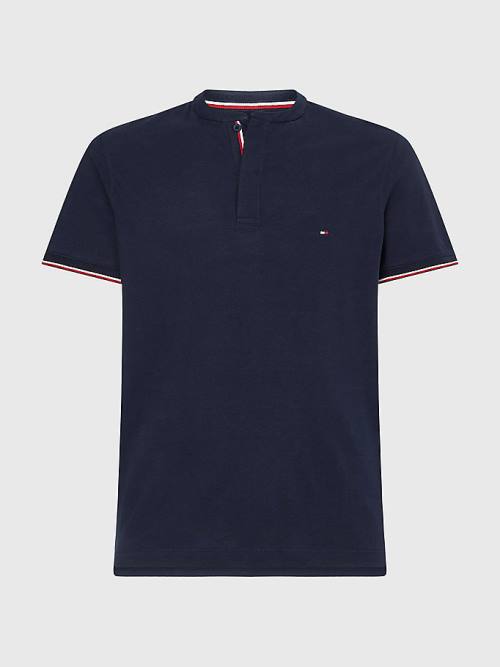 Tommy Hilfiger Mandarin Collar Slim Fit Polo Yaka Tişört Erkek Mavi | TH267OLY