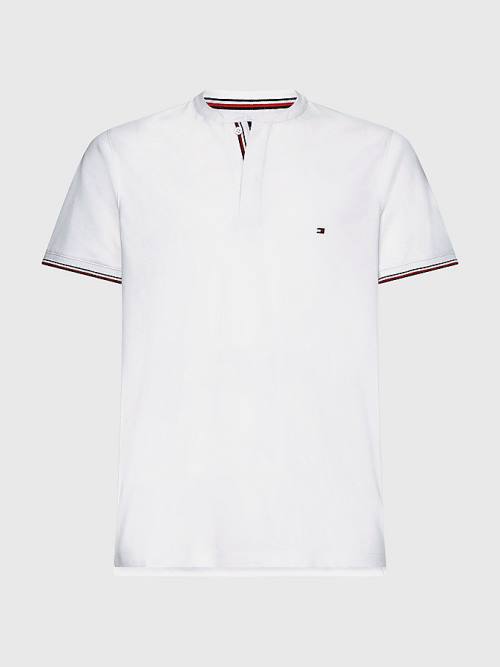 Tommy Hilfiger Mandarin Collar Slim Fit Polo Yaka Tişört Erkek Beyaz | TH951KWU