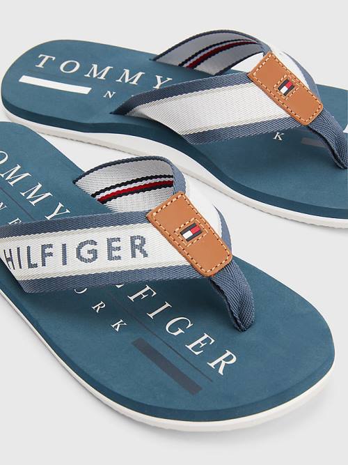 Tommy Hilfiger Maritime Logo Flip-Flops Sandalet Erkek Mavi | TH689FKE