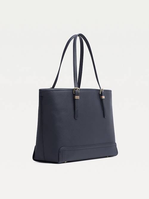 Tommy Hilfiger Medium Monogram Logo Tote Çanta Kadın Mavi | TH091HUQ