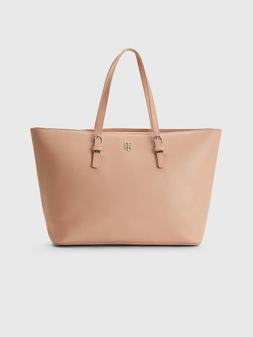 Tommy Hilfiger Medium Tote Çanta Kadın Bej Rengi | TH963XOM