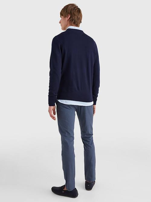 Tommy Hilfiger Merino Wool Crew Neck Jumper Kazak Erkek Mavi | TH245OGD