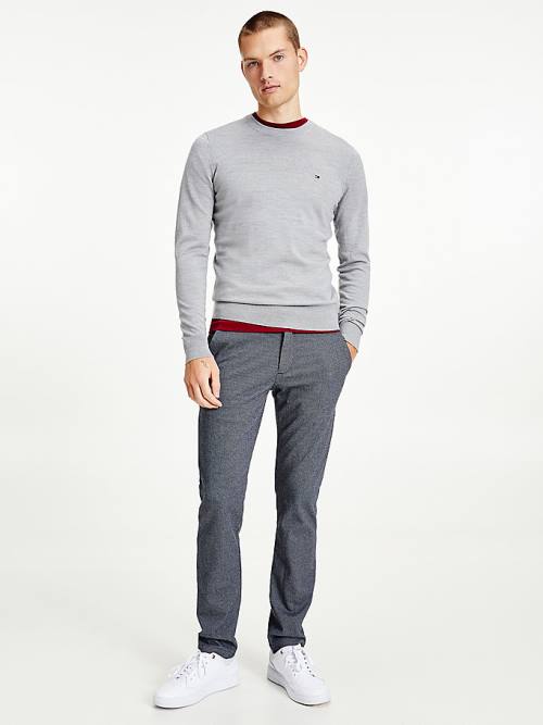 Tommy Hilfiger Merino Wool Crew Neck Jumper Kazak Erkek Gri | TH415AHS