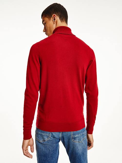 Tommy Hilfiger Merino Wool Roll Neck Jumper Kazak Erkek Kırmızı | TH657SXD