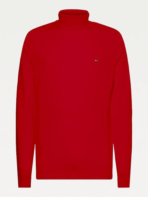 Tommy Hilfiger Merino Wool Roll Neck Jumper Kazak Erkek Kırmızı | TH657SXD