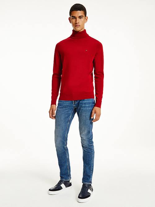 Tommy Hilfiger Merino Wool Roll Neck Jumper Kazak Erkek Kırmızı | TH657SXD