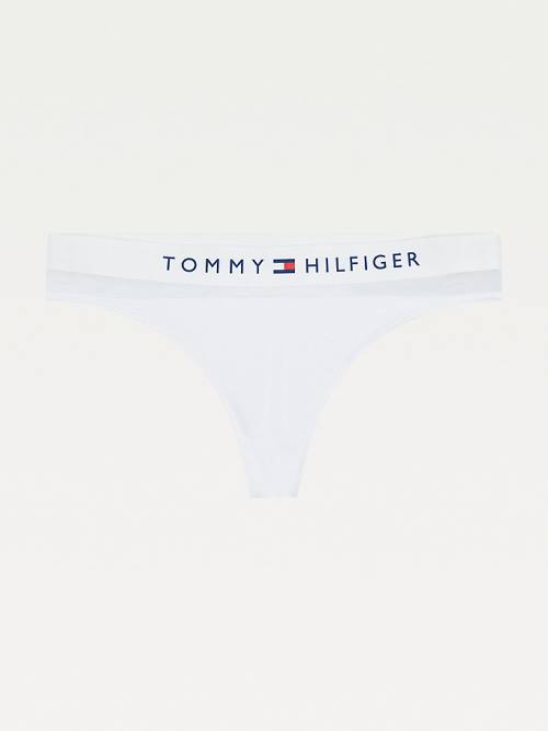 Tommy Hilfiger Mesh Inset Stretch Pamuklu Tanga İç Giyim Kadın Beyaz | TH147KGY