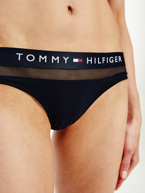 Tommy Hilfiger Mesh Inset Stretch Pamuklu Tanga İç Giyim Kadın Mavi | TH603DEZ