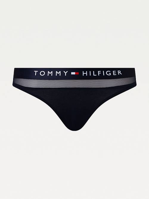 Tommy Hilfiger Mesh Inset Stretch Pamuklu Tanga İç Giyim Kadın Mavi | TH603DEZ