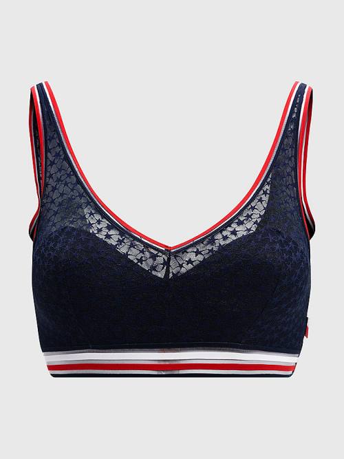 Tommy Hilfiger Mesh Padded Triangle Bralette İç Giyim Kadın Mavi | TH496LEQ