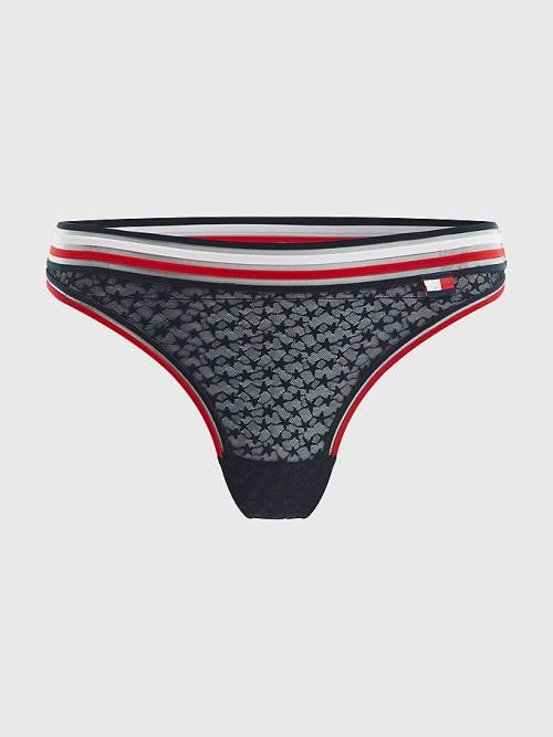 Tommy Hilfiger Mesh Tanga İç Giyim Kadın Mavi | TH428AKZ