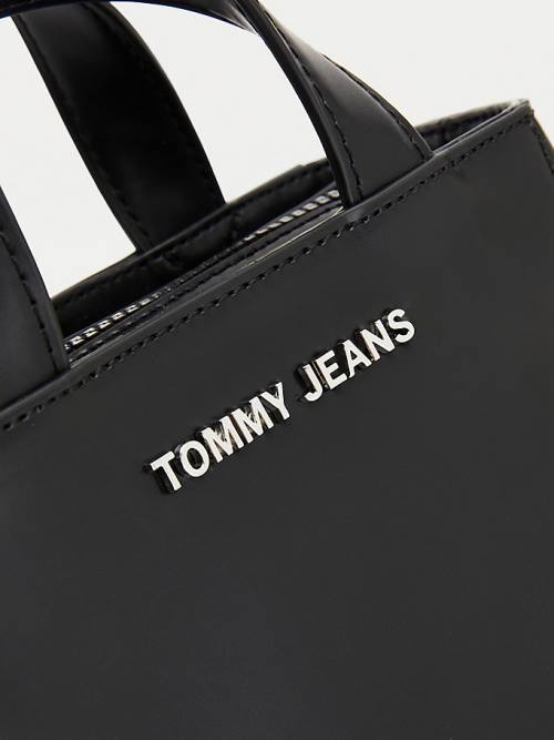 Tommy Hilfiger Metal Logo Small Tote Çanta Kadın Siyah | TH238YXH