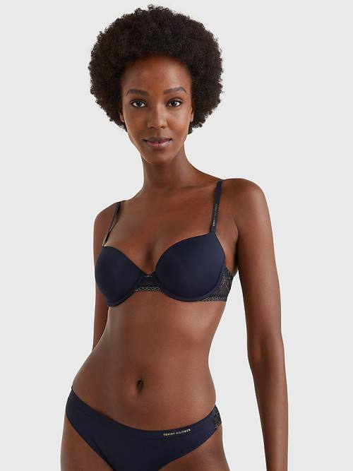 Tommy Hilfiger Metallic Dantel Balconette Bra İç Giyim Kadın Mavi | TH834XYF