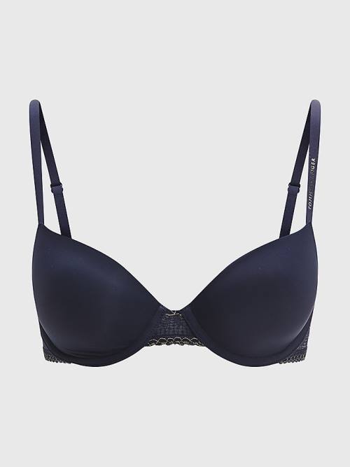 Tommy Hilfiger Metallic Dantel Balconette Bra İç Giyim Kadın Mavi | TH834XYF