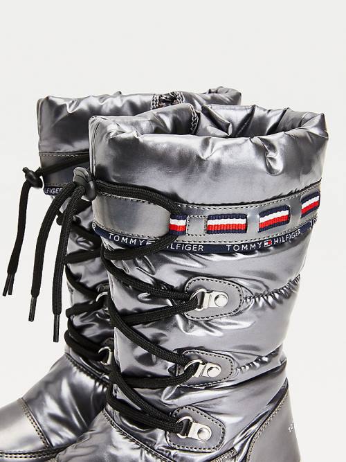 Tommy Hilfiger Metallic Dantel-Up Snow Bot Kiz Çocuk Gümüş | TH856ADM