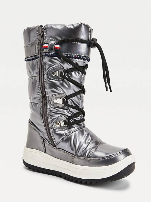 Tommy Hilfiger Metallic Dantel-Up Snow Bot Kiz Çocuk Gümüş | TH856ADM