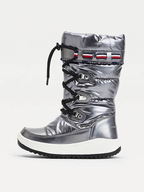 Tommy Hilfiger Metallic Dantel-Up Snow Bot Kiz Çocuk Gümüş | TH856ADM