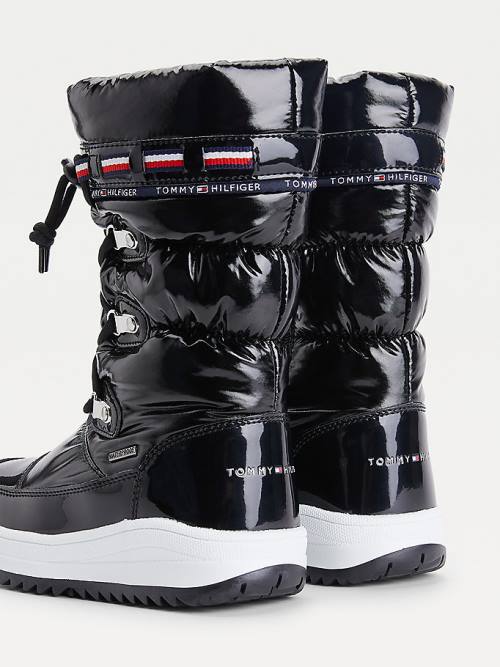 Tommy Hilfiger Metallic Dantel-Up Snow Bot Kiz Çocuk Siyah | TH952VJO