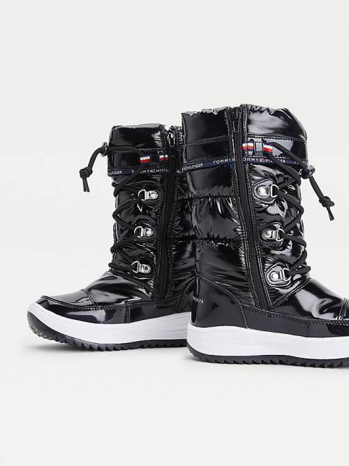 Tommy Hilfiger Metallic Dantel-Up Snow Bot Kiz Çocuk Siyah | TH952VJO